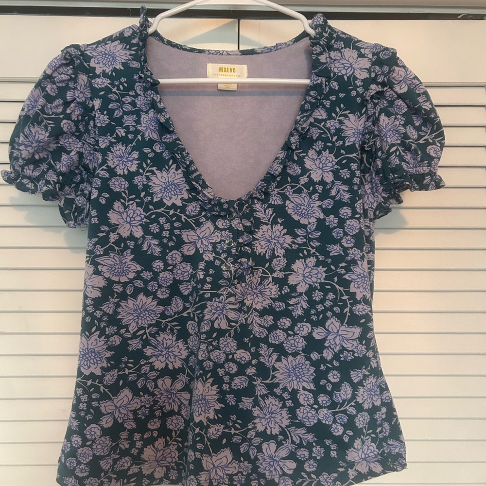 Maeve Blue and Purple Floral Blouse